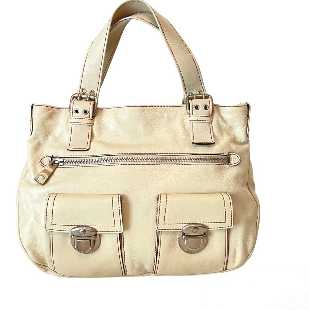Marc Jacobs White Stella Shoulder Hobo Bag Leather Tote